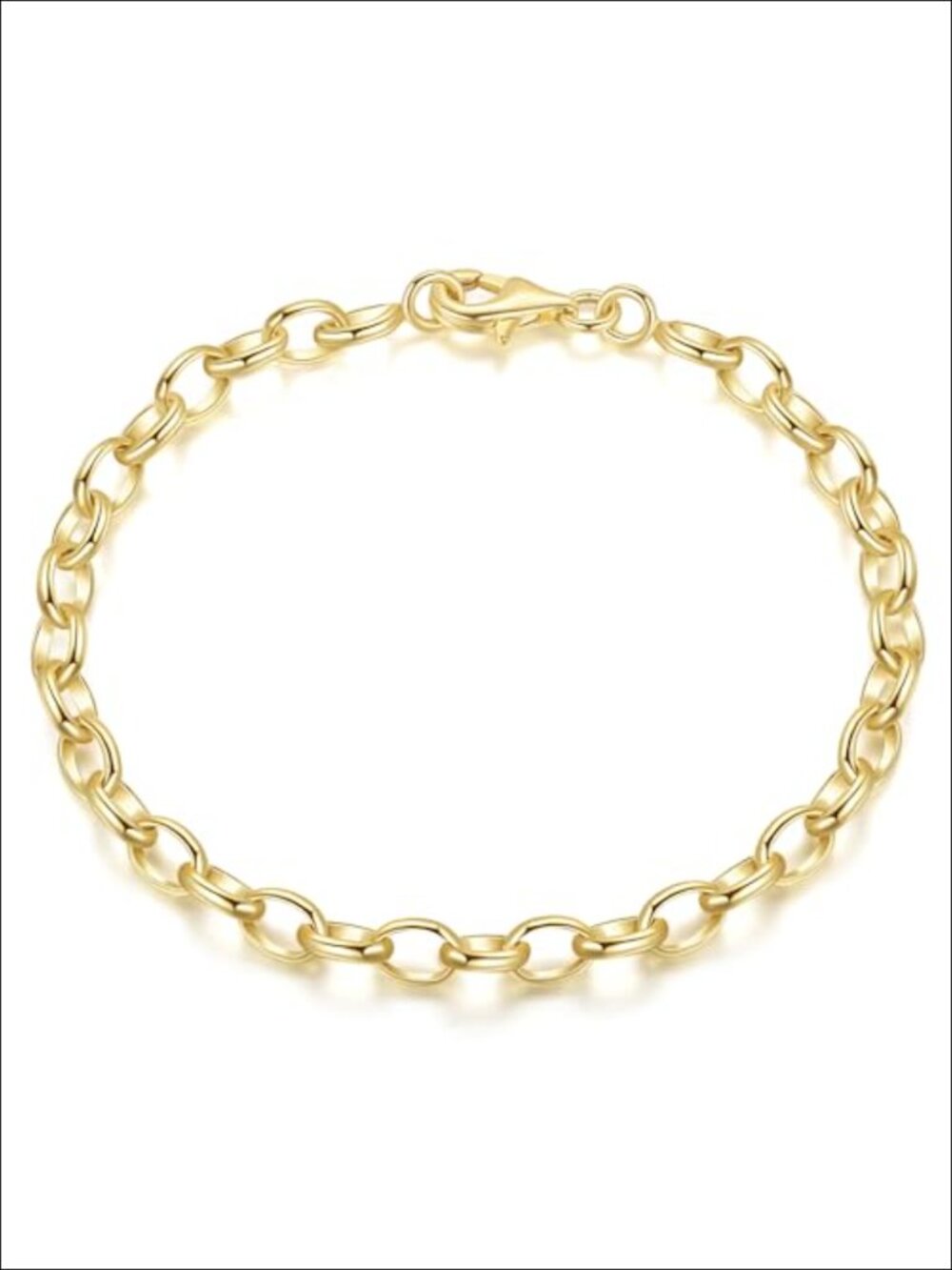 14K Gold Plated O-Shaped Cable Chain Bracelet - Lobster Clasp
